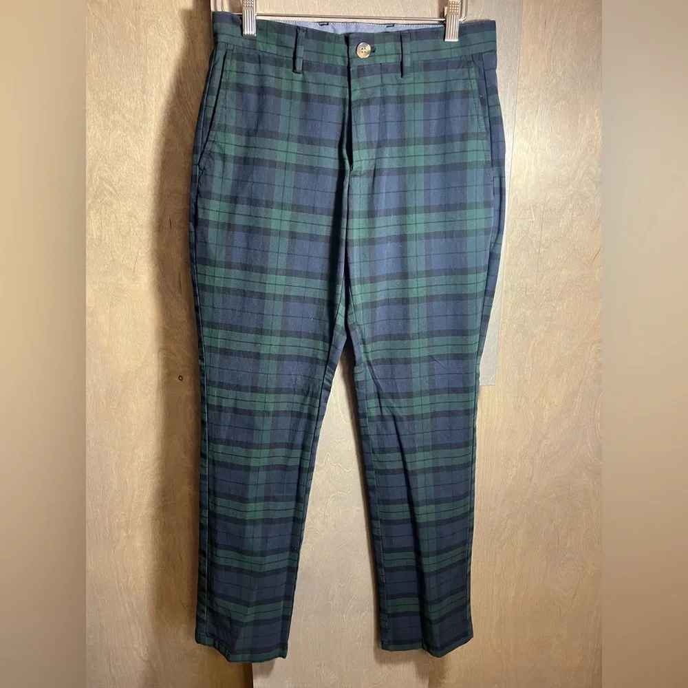 Old Navy Blackwatch Plaid Ultimate Straight Built-In Flex Chino Pants 28x30